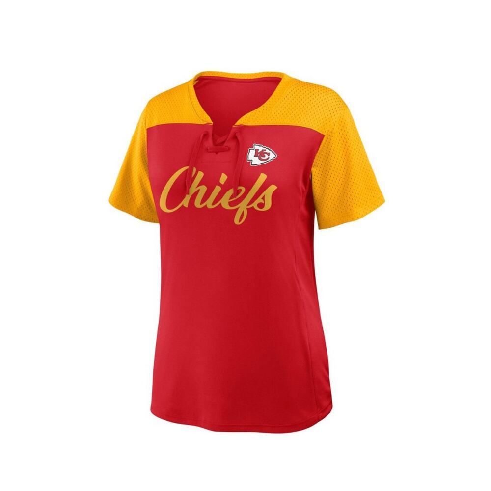 NFL Kansas City Chiefs Woman short sleeve lace up v neck XL